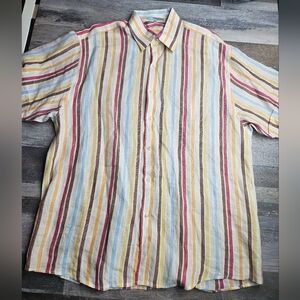 Lorenzino 100% Linen Men's Short Sleeve Button Down 3XL